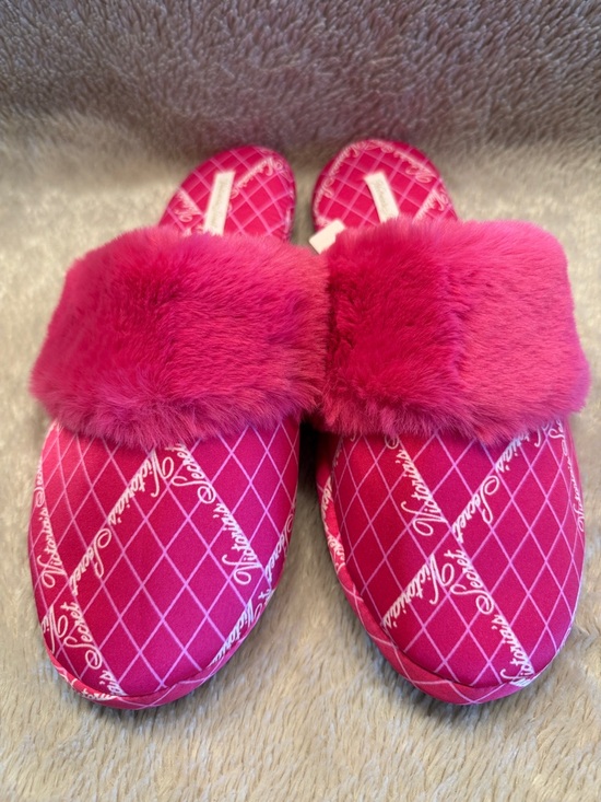 Victoria's Secret Shoes - VICTORIA’S SECRET Faux Fur Trim Pink Fishnet Slippers